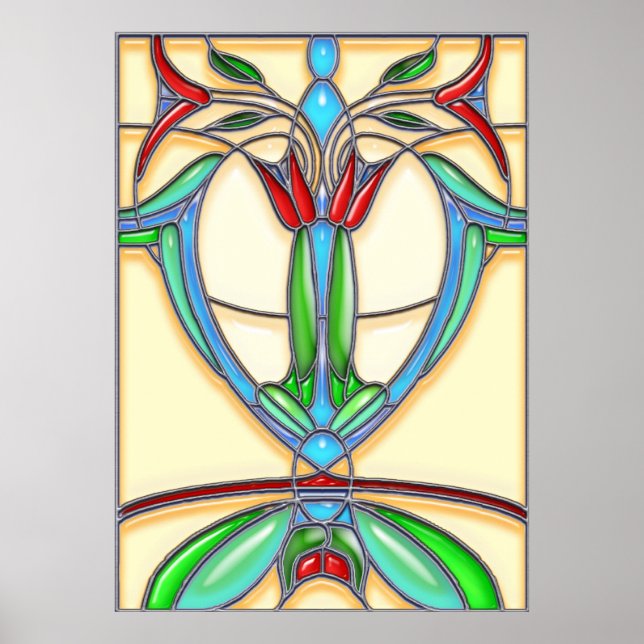 Poster Art Deco Abstrato Tulipes (Frente)