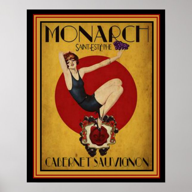 Pôster Art Deco Ad para Monarch Cabernet 16 x 20 (Frente)