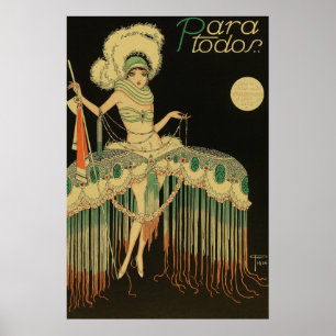 Poster Art Deco Antigo - Para Todos - Showgirl