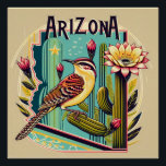 Pôster Art Deco Arizona, pássaro e Design<br><div class="desc">O Art Deco Arizona State Bird and Flower Design poster é um presente excelente para qualquer amante da natureza. **Não replique ou revenda meu trabalho de arte como seu. As imagens são propriedade do BARIS Laser Engraving Services LLC.**</div>