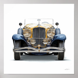 Poster Art Deco Automotive Art: Gilded Roadster