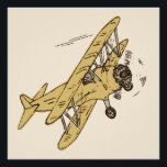Pôster Art Deco Bi-planes - amarelo sem texto.<br><div class="desc">Um bi-plano amarelo da mostarda retrorreflectora desenhado à mão sobre um fundo creme. Esta é uma imagem transparente. Você pode alterar a cor do plano de fundo e o tamanho e a posição da imagem e adicionar seu próprio texto (talvez adicionar um nome?). Esta design corresponde à coleção de aviões...</div>