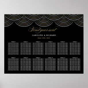 Poster Art Deco Black Gold Wedding Seating Chart