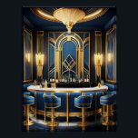 Pôster Art Deco Blue Bar.<br><div class="desc">Esta é uma imagem gerada por IA de um Bar Art Deco em azul. Ele tem o "humor" da arte deco e faria uma figura enquadrada pelo excelente. Isso faria uma imagem deco de arte excelente para sua casa,  especialmente se você já tiver uma sala com design de arte.</div>