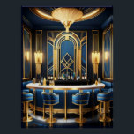 Pôster Art Deco Blue Bar.<br><div class="desc">Esta é uma imagem gerada por IA de um Bar Art Deco em azul. Ele tem o "humor" da arte deco e faria uma figura enquadrada pelo excelente. Isso faria uma imagem deco de arte excelente para sua casa,  especialmente se você já tiver uma sala com design de arte.</div>