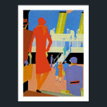 Pôster Art Deco Botal<br><div class="desc">Vintage art deco ocean liner poster mostrando o embarque de um navio ao lado do cais.</div>