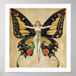 Pôster Art Deco Butterfly Lady<br><div class="desc">A vintage da Arte Deco poster. Lindas cores - trabalho de arte incrível. Nota: ampliar esta imagem pode resultar em um impressão de baixa qualidade.</div>