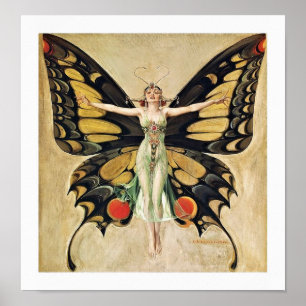 Pôster Art Deco Butterfly Lady