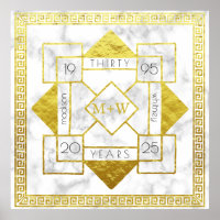 Art Deco Casamento Aniversário Marble Gold Foil Gl