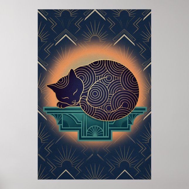 Poster Art Deco Cat Fish Trophy Wall Art (Frente)