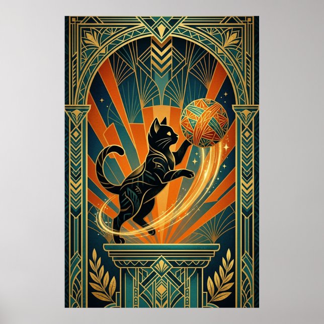 Poster Art Deco Cat Fish Trophy Wall Art (Frente)