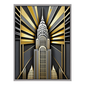 Pôster Art Deco Chrysler Building Poster.