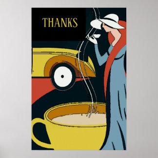 Poster Art Deco Coffee Time Obrigado