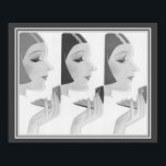 Poster Art Deco Compact Ad 16 x 20, de 1930<br><div class="desc">Na década de 1930,  Art Deco,  poster de anúncio compacto em preto neutro,  branco e cinza.</div>
