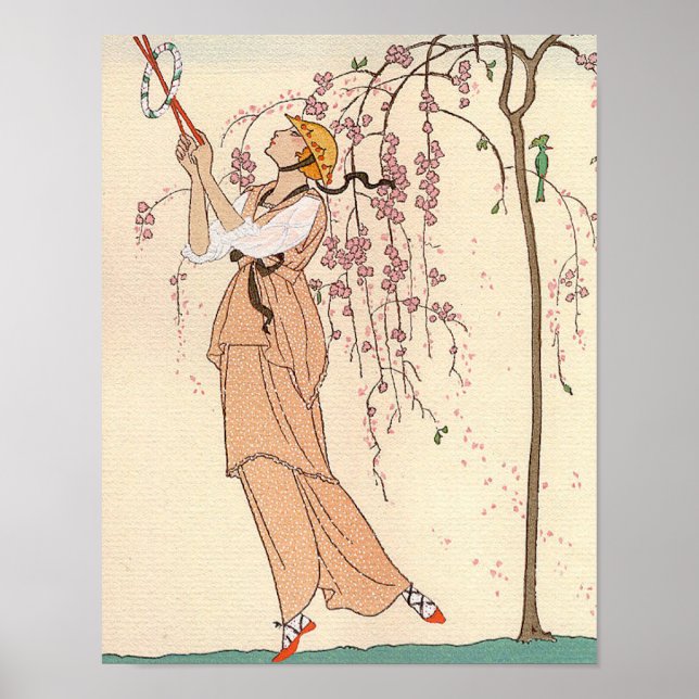 Poster Art Deco Crossover Ilustração Jogo Vestido (Frente)