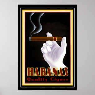 Pôster Art Deco Cubano "Habanas" Cigar 13 x 19