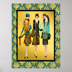 Poster Art Deco Damas Fashion
