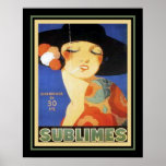 Poster Art Deco de 1920 "Sublimes" Cigarro<br><div class="desc">Colorida,  Archille Mauzan,  Art Deco,  Anúncio dos 20 anos itinerantes para cigarros de sublimes. 16x20 mostrado aqui. Disponível em outros tamanhos,  assim como em outros produtos.</div>
