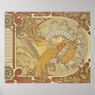 Pôster Art deco de Alphonse Mucha
