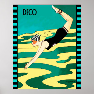 Poster Art Deco Diver (Cobrir da Revista Social)