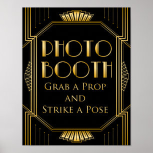 Poster Art deco do sinal   Gatsby do casamento da cabine