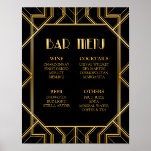 Pôster Art deco do sinal   Gatsby do casamento do menu do