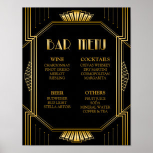 Poster Art deco do sinal   Gatsby do casamento do menu do