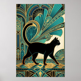 Poster Art Deco Egyptian Black Cat Wall Art