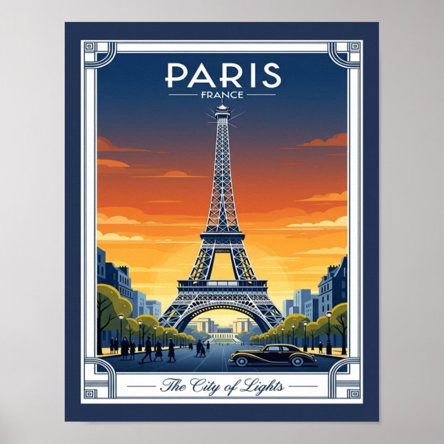 Poster Art Deco Eiffel Tower Paris França (Frente)