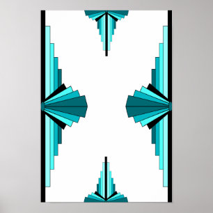Poster Art deco elements in teal green