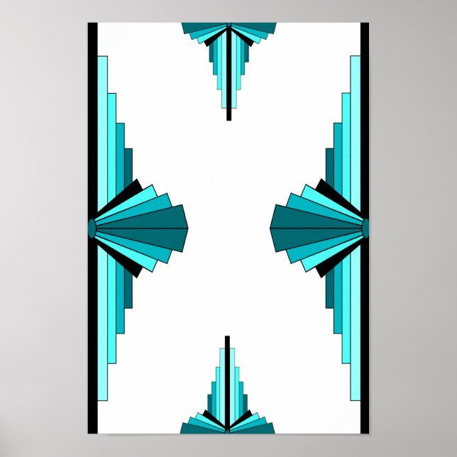 Poster Art deco elements in teal green (Frente)