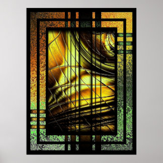 Poster Art Deco Em Verde E Dourado