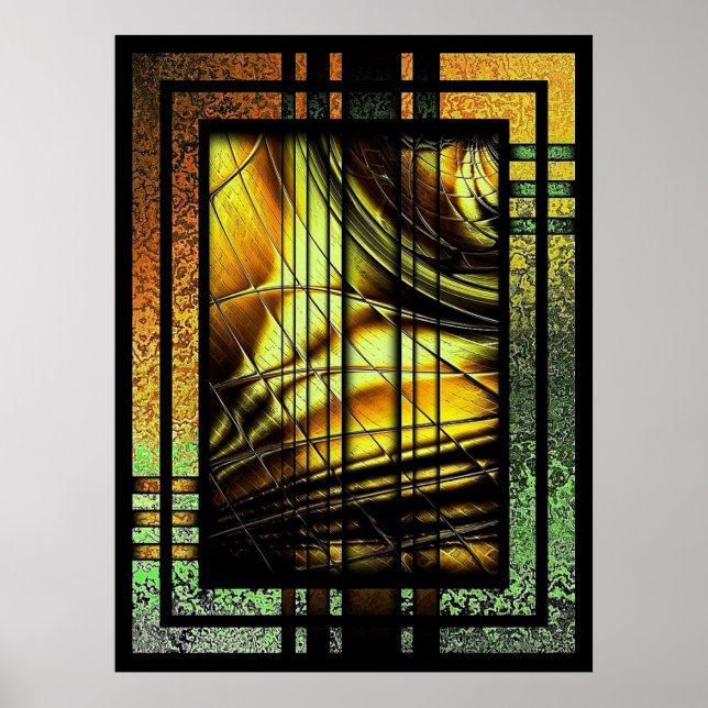 Poster Art Deco Em Verde E Dourado (Frente)