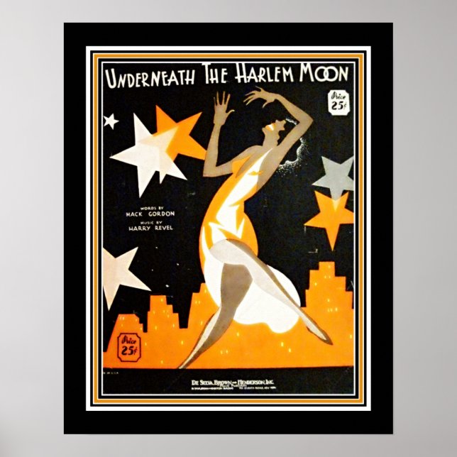 Poster Art Deco "Embaixo da Lua do Harlem" (Frente)