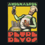 Poster Art Deco estilo cerveja belga<br><div class="desc">Precisa de ajuda para criar outro tamanho? (em polegadas ou centímetros). Entre em contato conosco através do botão de contato acima desta descrição. Arte vetorial própria, inspirada por um cartão postal publicitário com descodificação artística (1920 tardio). Uma figura, parecida com uma boneca de madeira, está desfrutando de uma cerveja (ou...</div>