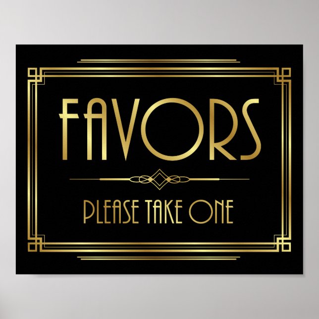 Poster Art Deco FAVORS - POR FAVOR, TIRE UM Sinal Impress (Frente)