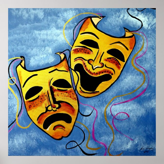 POSTER ART DECO FELIZ E TRISTE (Frente)