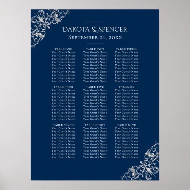 Poster Art Deco Filigree | Placa de Marinho de prata (Frente)