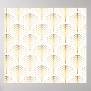 Poster Art Deco Floral: Elegância Ouro.