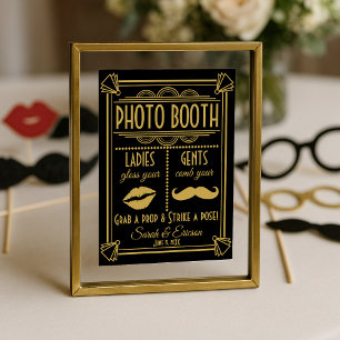 Poster Art Deco FOTO BOOTH sinal de casamento preto e our