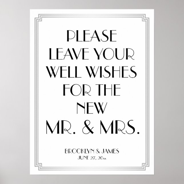 Poster Art Deco Gatsby Silver Guestbook Sinal 18x24 (Frente)