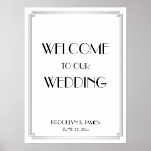 Pôster Art Deco Gatsby Sinal de Recepção de casamento Pra