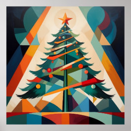 Poster Art Deco Geometric Christmas Tree Triangle