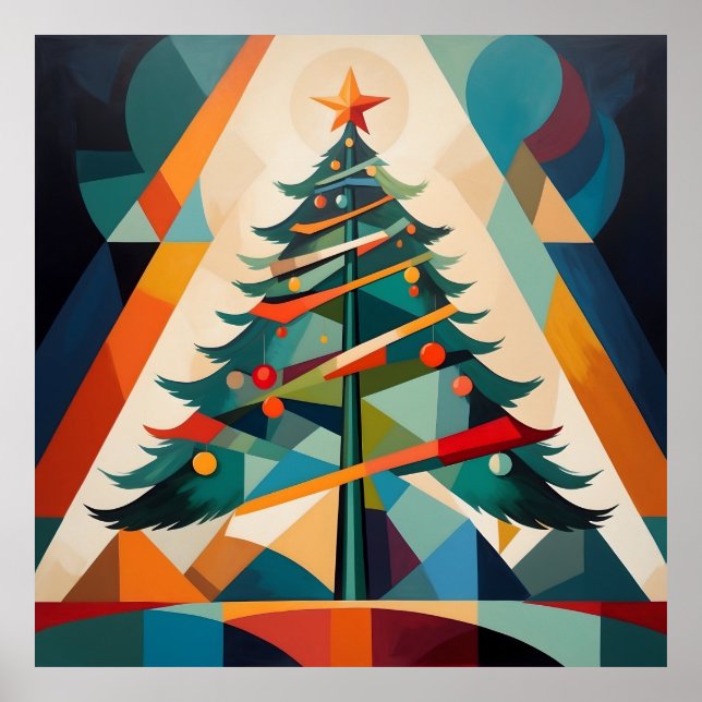 Poster Art Deco Geometric Christmas Tree Triangle (Frente)
