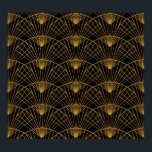 Poster Art Deco Glamor: Ventilador Ouro.<br><div class="desc">Dourado padrão de fãs no estilo Art Deco Padrão de fãs de ouro no estilo Art Deco. Um toque de luxo clássico para sua decoração! Admire o estilo Art Deco com uma ilustração amarela e preta em forma de ventilador. Perfeito para um toque de glamour de vintage. arte, fundo, padrão,...</div>
