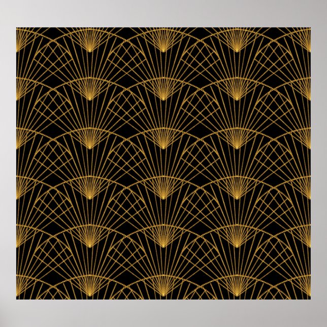 Poster Art Deco Glamor: Ventilador Ouro. (Frente)