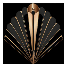 Pôster Art Deco Gold Fan Geometric Elegance