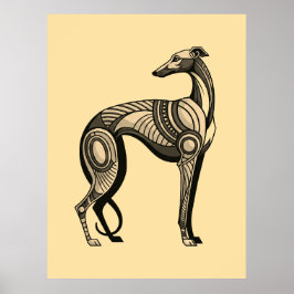 Poster Art Deco Greyhound em Paleta de Cores Vintage