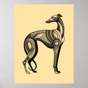 Poster Art Deco Greyhound em Paleta de Cores Vintage