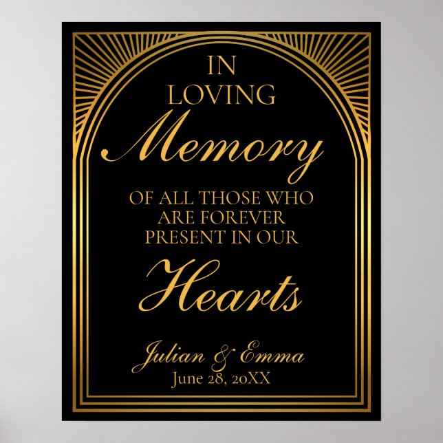Poster Art Deco in loving Memory black and gold (Frente)
